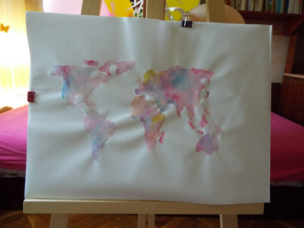 watercolour map decoration